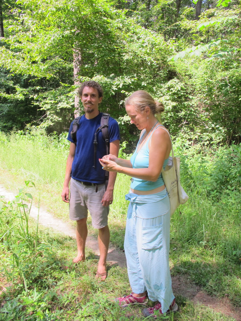 Kim consulting the GPS gods to make sure we were on the right path.